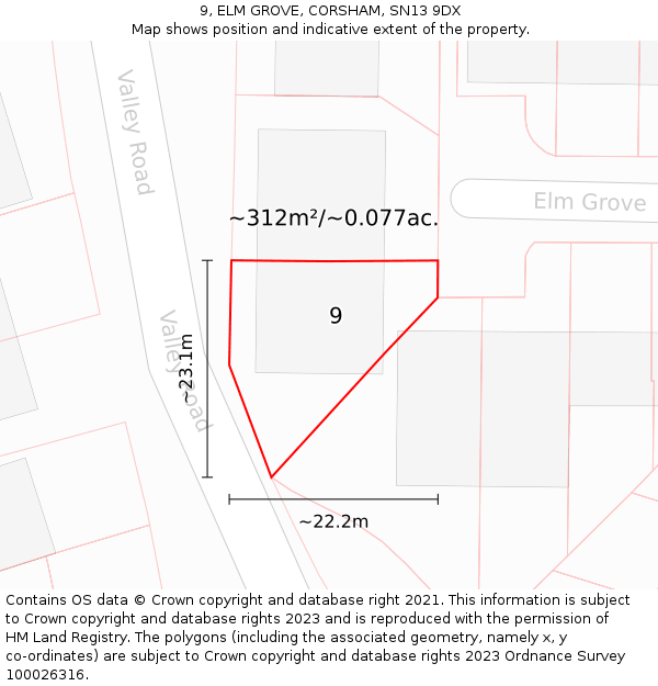 9, ELM GROVE, CORSHAM, SN13 9DX: Plot and title map