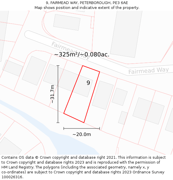 9, FAIRMEAD WAY, PETERBOROUGH, PE3 6AE: Plot and title map