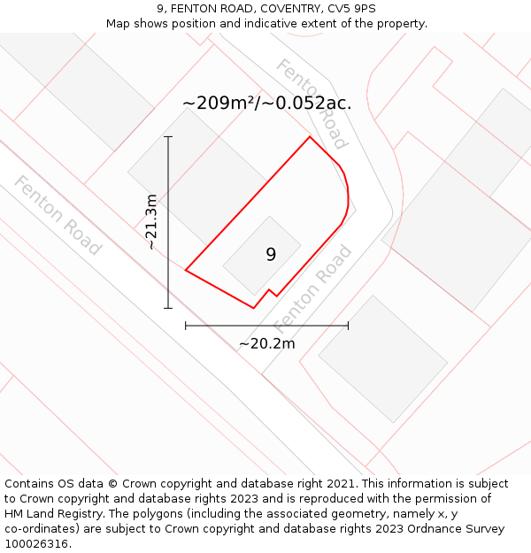 9, FENTON ROAD, COVENTRY, CV5 9PS: Plot and title map