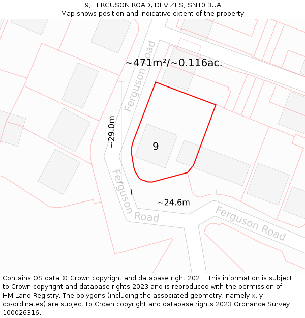 9, FERGUSON ROAD, DEVIZES, SN10 3UA: Plot and title map
