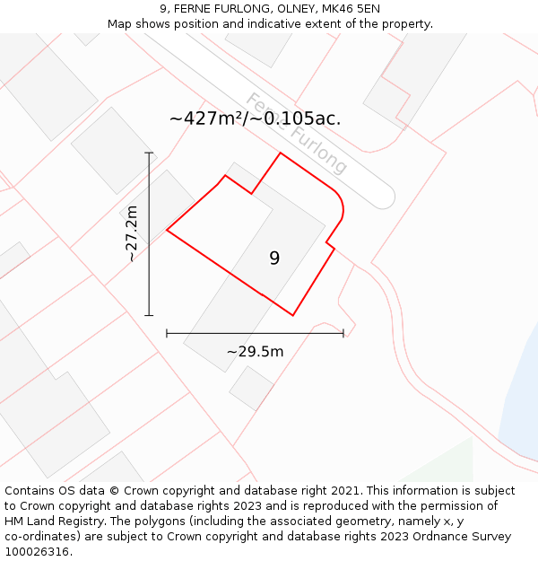 9, FERNE FURLONG, OLNEY, MK46 5EN: Plot and title map