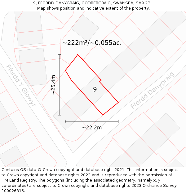 9, FFORDD DANYGRAIG, GODRERGRAIG, SWANSEA, SA9 2BH: Plot and title map
