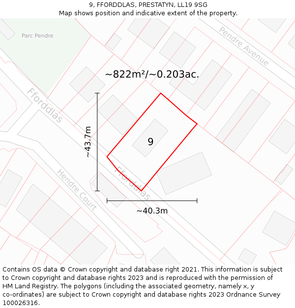 9, FFORDDLAS, PRESTATYN, LL19 9SG: Plot and title map