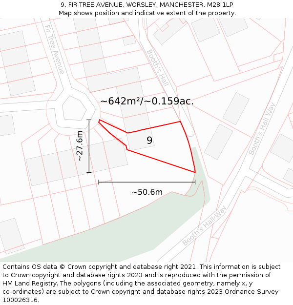 9, FIR TREE AVENUE, WORSLEY, MANCHESTER, M28 1LP: Plot and title map