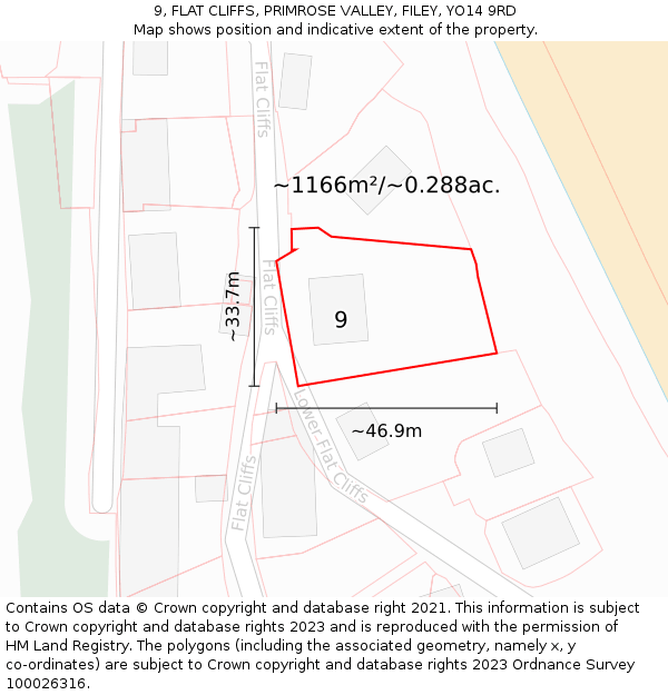 9, FLAT CLIFFS, PRIMROSE VALLEY, FILEY, YO14 9RD: Plot and title map
