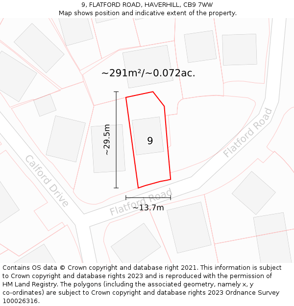 9, FLATFORD ROAD, HAVERHILL, CB9 7WW: Plot and title map