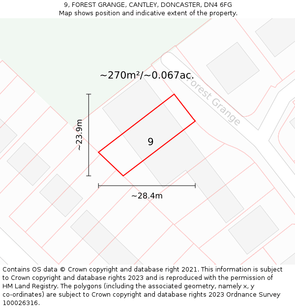 9, FOREST GRANGE, CANTLEY, DONCASTER, DN4 6FG: Plot and title map