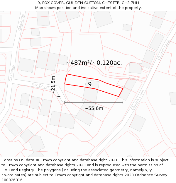 9, FOX COVER, GUILDEN SUTTON, CHESTER, CH3 7HH: Plot and title map