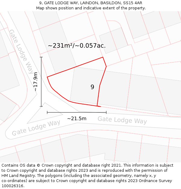 9, GATE LODGE WAY, LAINDON, BASILDON, SS15 4AR: Plot and title map