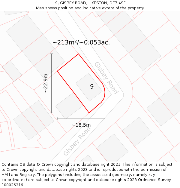 9, GISBEY ROAD, ILKESTON, DE7 4SF: Plot and title map