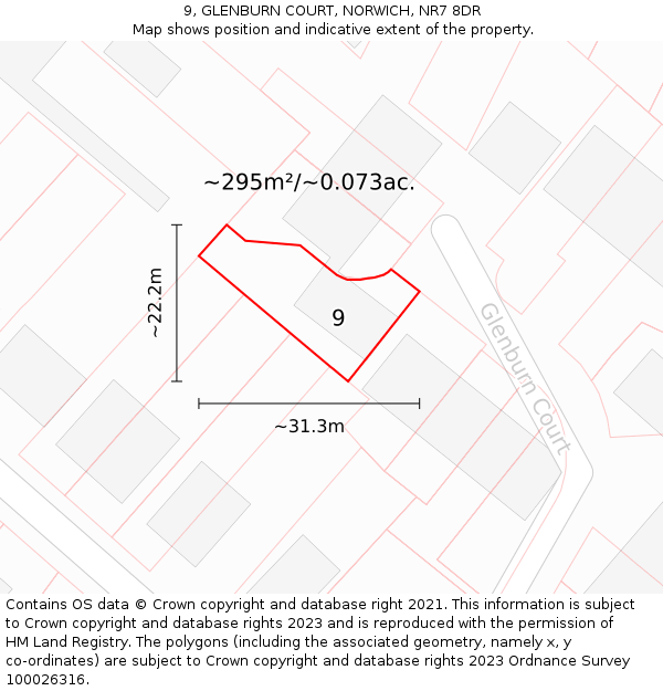 9, GLENBURN COURT, NORWICH, NR7 8DR: Plot and title map