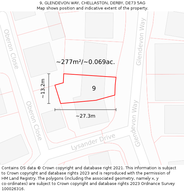 9, GLENDEVON WAY, CHELLASTON, DERBY, DE73 5AG: Plot and title map