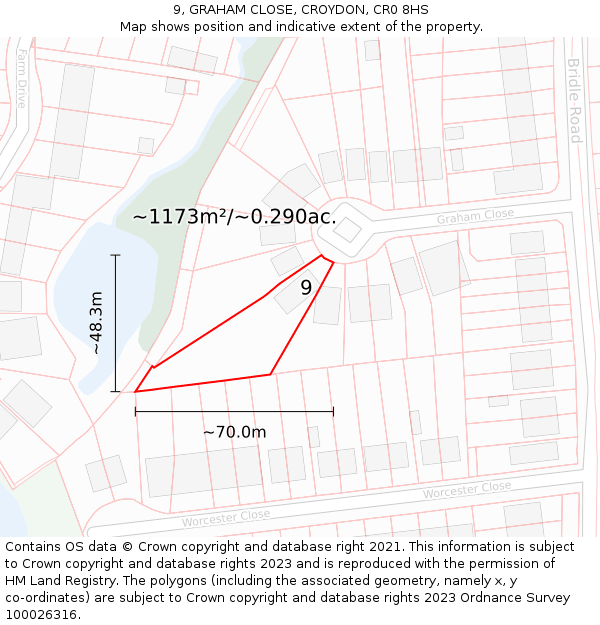 9, GRAHAM CLOSE, CROYDON, CR0 8HS: Plot and title map