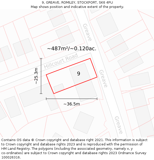 9, GREAVE, ROMILEY, STOCKPORT, SK6 4PU: Plot and title map