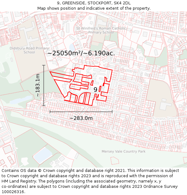 9, GREENSIDE, STOCKPORT, SK4 2DL: Plot and title map