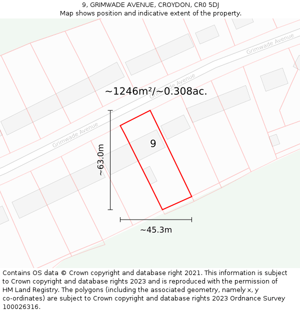 9, GRIMWADE AVENUE, CROYDON, CR0 5DJ: Plot and title map