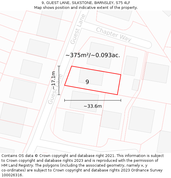 9, GUEST LANE, SILKSTONE, BARNSLEY, S75 4LF: Plot and title map