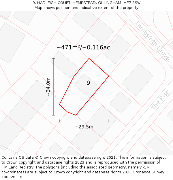 9, HADLEIGH COURT, HEMPSTEAD, GILLINGHAM, ME7 3SW: Plot and title map