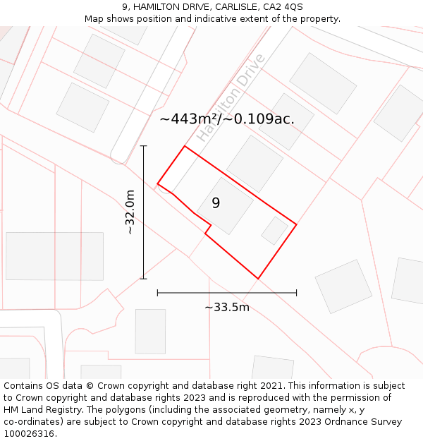 9, HAMILTON DRIVE, CARLISLE, CA2 4QS: Plot and title map