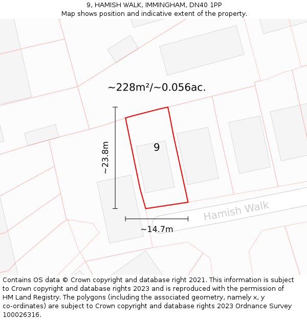 9, HAMISH WALK, IMMINGHAM, DN40 1PP: Plot and title map