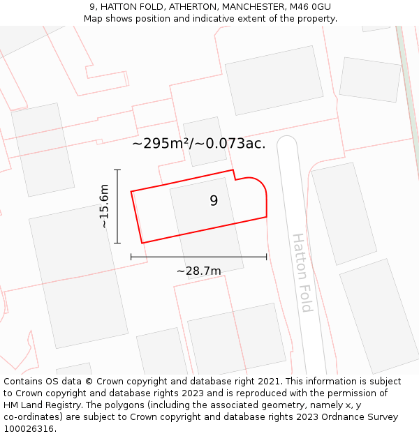 9, HATTON FOLD, ATHERTON, MANCHESTER, M46 0GU: Plot and title map