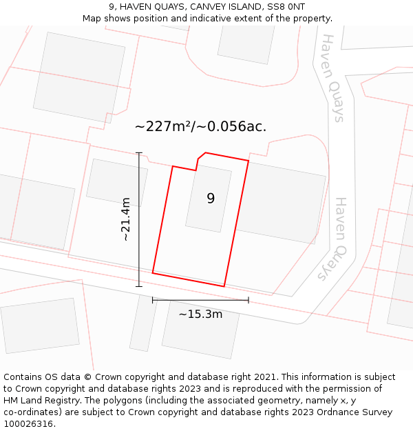 9, HAVEN QUAYS, CANVEY ISLAND, SS8 0NT: Plot and title map