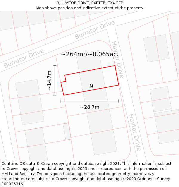 9, HAYTOR DRIVE, EXETER, EX4 2EP: Plot and title map