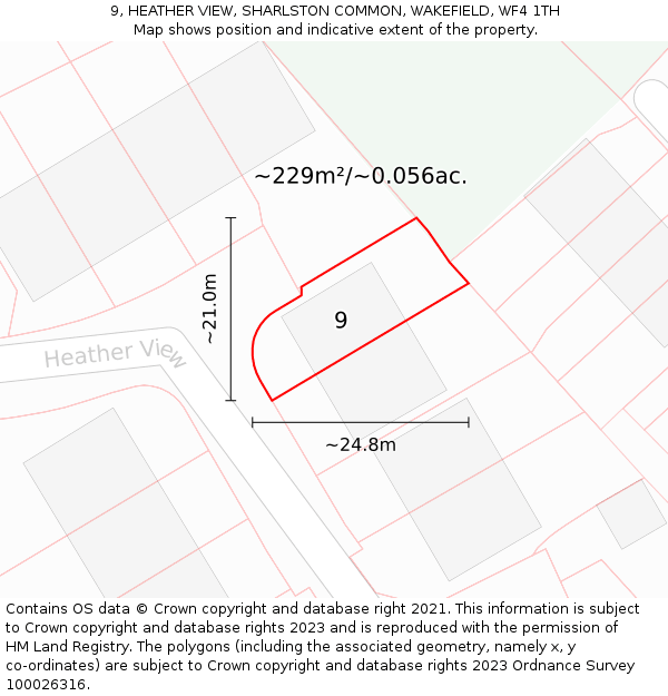 9, HEATHER VIEW, SHARLSTON COMMON, WAKEFIELD, WF4 1TH: Plot and title map