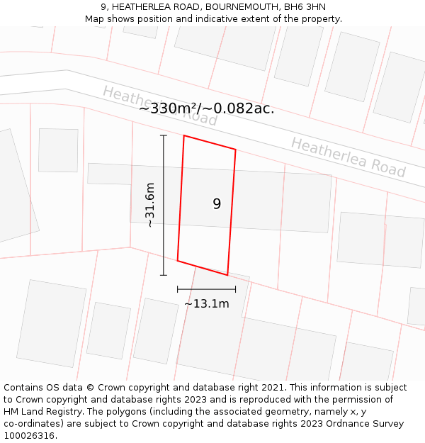9, HEATHERLEA ROAD, BOURNEMOUTH, BH6 3HN: Plot and title map