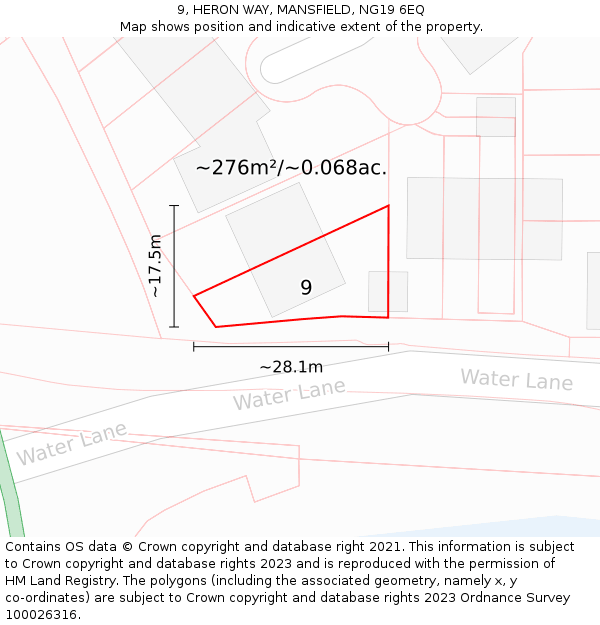9, HERON WAY, MANSFIELD, NG19 6EQ: Plot and title map