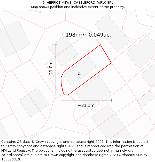9, HERRIOT MEWS, CASTLEFORD, WF10 3PL: Plot and title map