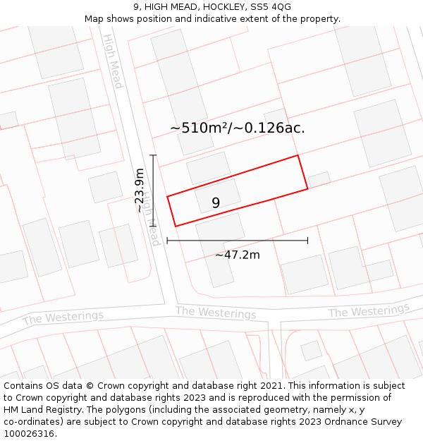 9, HIGH MEAD, HOCKLEY, SS5 4QG: Plot and title map