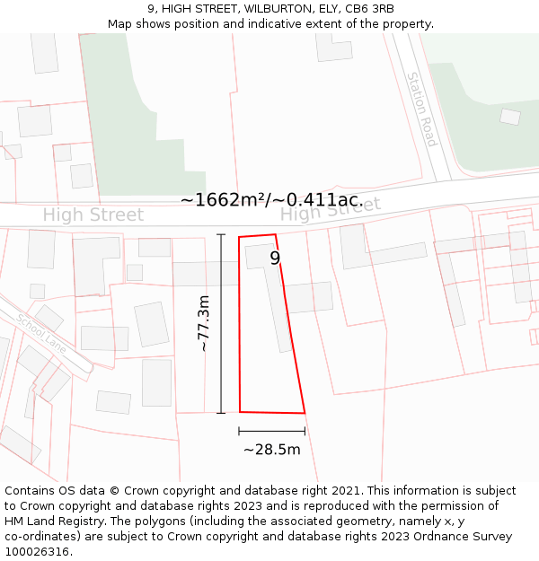 9, HIGH STREET, WILBURTON, ELY, CB6 3RB: Plot and title map