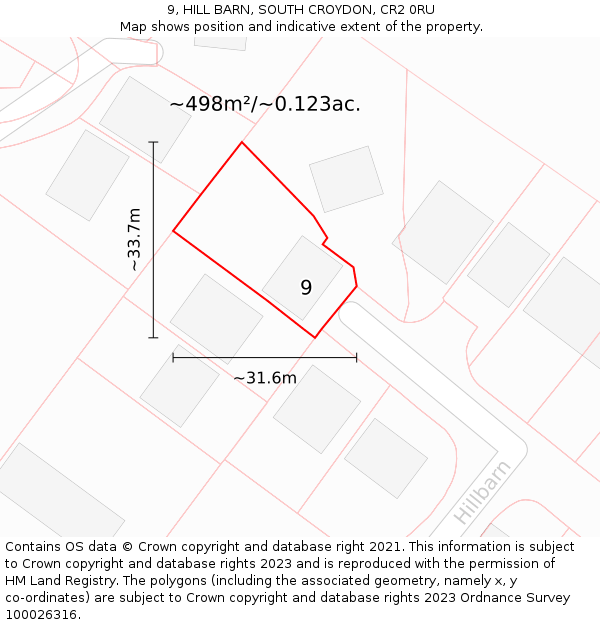 9, HILL BARN, SOUTH CROYDON, CR2 0RU: Plot and title map
