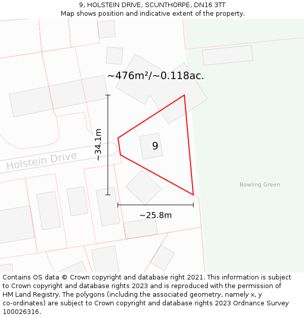 9, HOLSTEIN DRIVE, SCUNTHORPE, DN16 3TT: Plot and title map