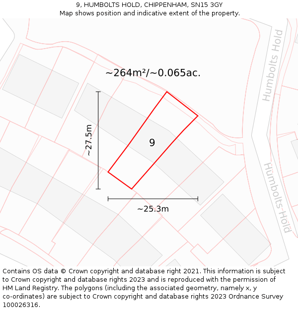 9, HUMBOLTS HOLD, CHIPPENHAM, SN15 3GY: Plot and title map