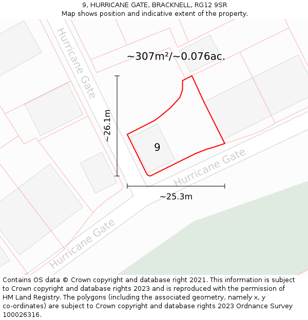 9, HURRICANE GATE, BRACKNELL, RG12 9SR: Plot and title map