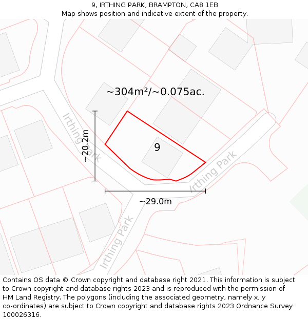 9, IRTHING PARK, BRAMPTON, CA8 1EB: Plot and title map