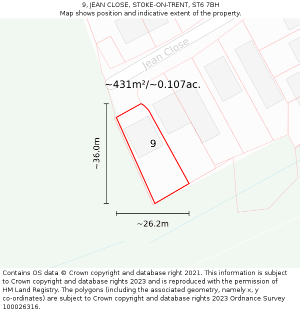 9, JEAN CLOSE, STOKE-ON-TRENT, ST6 7BH: Plot and title map
