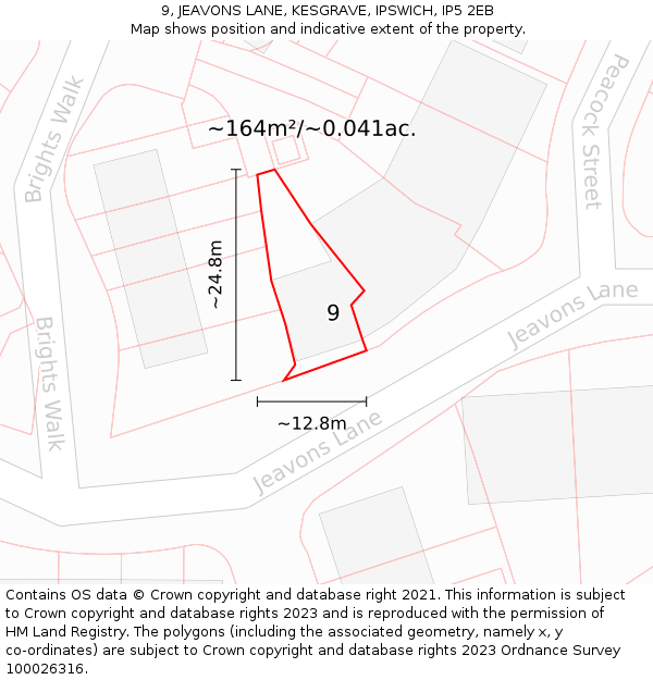 9, JEAVONS LANE, KESGRAVE, IPSWICH, IP5 2EB: Plot and title map