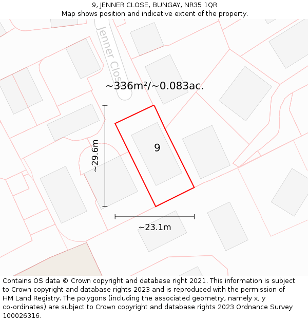 9, JENNER CLOSE, BUNGAY, NR35 1QR: Plot and title map
