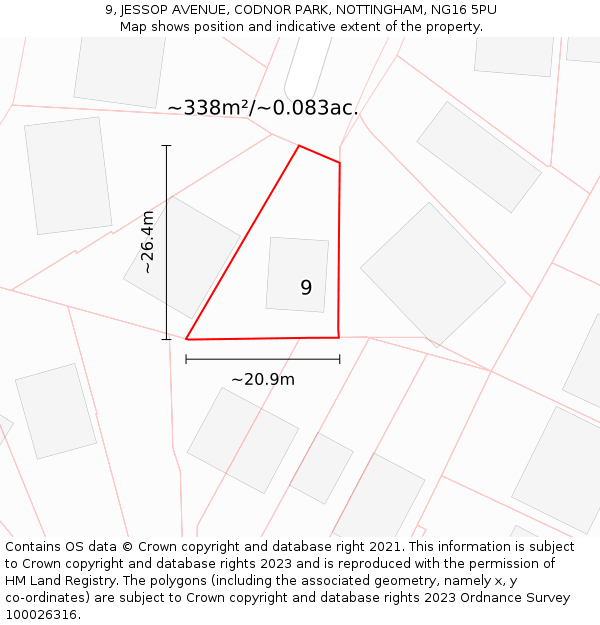 9, JESSOP AVENUE, CODNOR PARK, NOTTINGHAM, NG16 5PU: Plot and title map