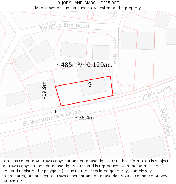 9, JOBS LANE, MARCH, PE15 9QE: Plot and title map