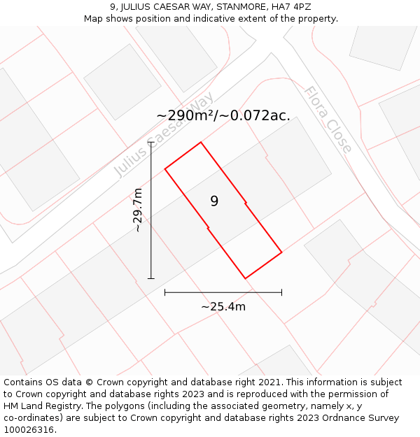 9, JULIUS CAESAR WAY, STANMORE, HA7 4PZ: Plot and title map