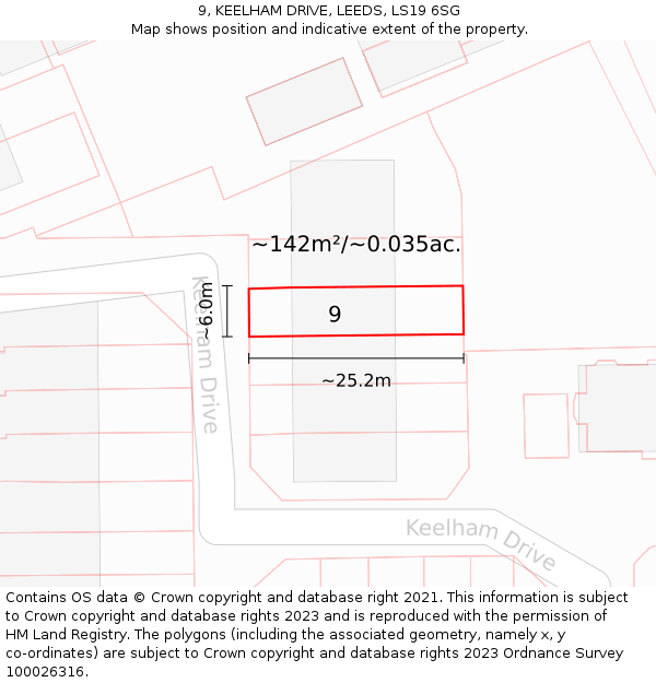 9, KEELHAM DRIVE, LEEDS, LS19 6SG: Plot and title map