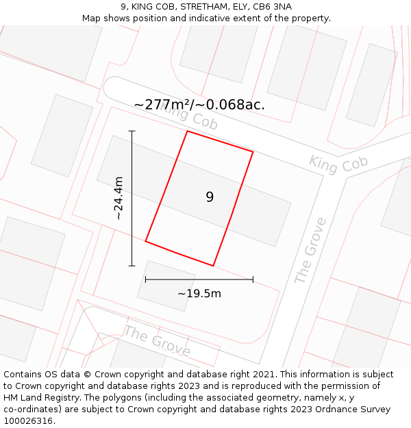 9, KING COB, STRETHAM, ELY, CB6 3NA: Plot and title map