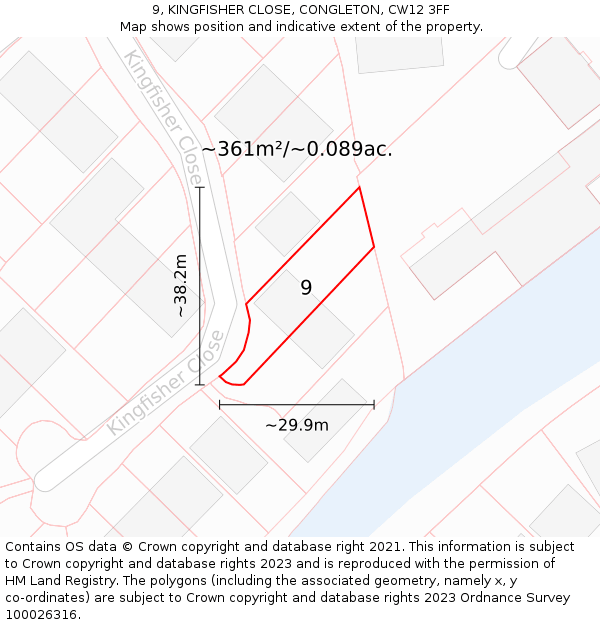 9, KINGFISHER CLOSE, CONGLETON, CW12 3FF: Plot and title map