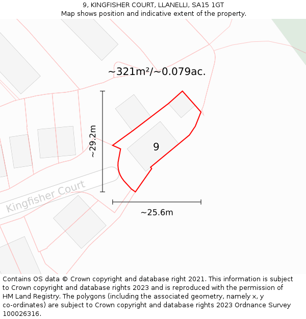 9, KINGFISHER COURT, LLANELLI, SA15 1GT: Plot and title map
