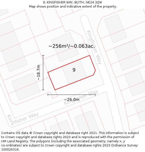 9, KINGFISHER WAY, BLYTH, NE24 3QW: Plot and title map