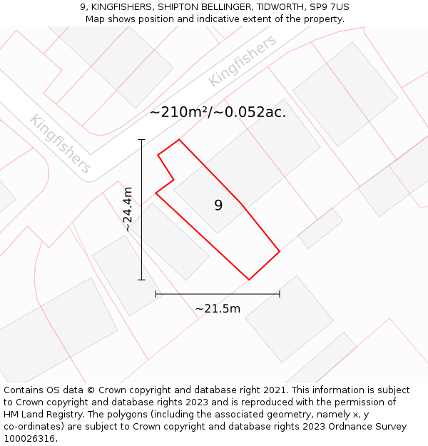 9, KINGFISHERS, SHIPTON BELLINGER, TIDWORTH, SP9 7US: Plot and title map